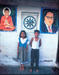 Children with poster
